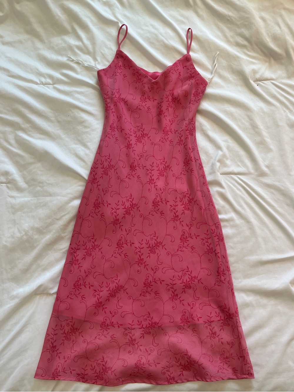 Pink Floral Slip Dress - Needs Alterations (look at description)